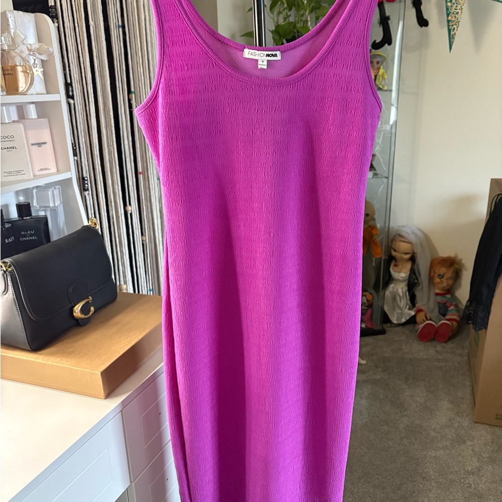 Fashion Nova Bold Pink Midi Dress
